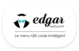 Edgar – Menu digital QR-code connecté aux caisses 6XPos Logo d’Edgar, menu QR-code intelligent intégré à 6XPos